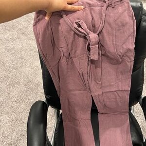 Linen-blend Purple Trousers